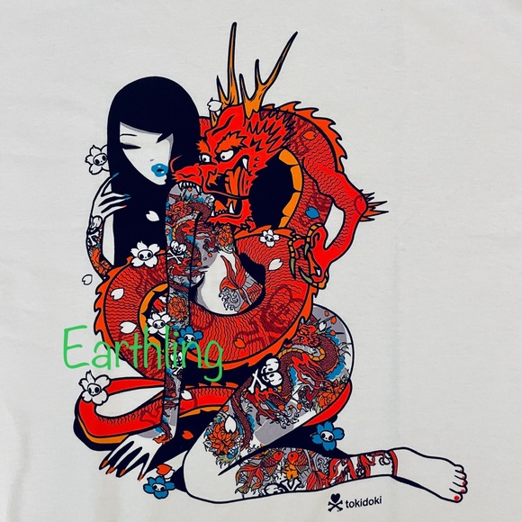 NEW Tokidoki Men’s X-Large Shirt Sexy Asian Tattoo Girl Japanese Dragon Tee NWT - Picture 1 of 3